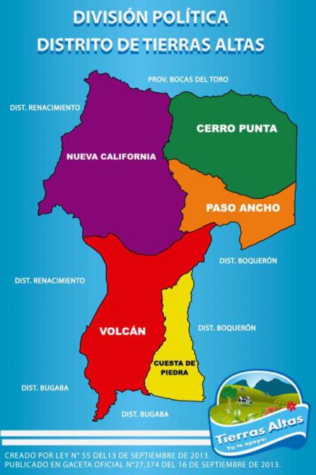Nacimiento del Distrito de Tierras Altas, Chiriqui
